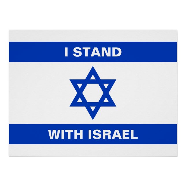 Poster Je suis avec Israël texte coutume Israël drapeau l (Devant)