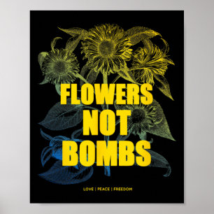Poster Je suis avec l'Ukraine Fleurs Pas de bombes Paix e