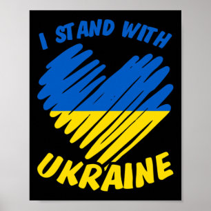 Poster Je suis avec l'Ukraine I Drapeau ukrainien Bleu Ja