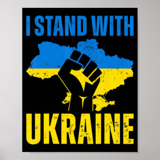 Poster Je Suis Avec L'Ukraine Le Drapeau Ukrainien Monte 