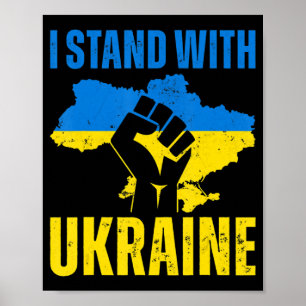 Poster Je Suis Avec L'Ukraine Le Drapeau Ukrainien Monte 