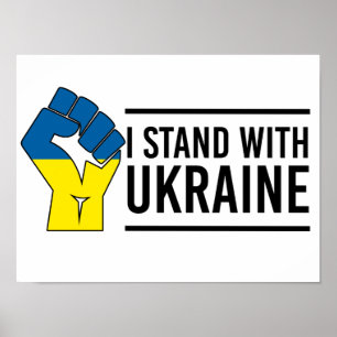 Poster Je Suis Avec L'Ukraine   Poing du drapeau ukrainie