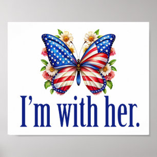 Poster Je suis avec son mignon papillon Kamala Harris