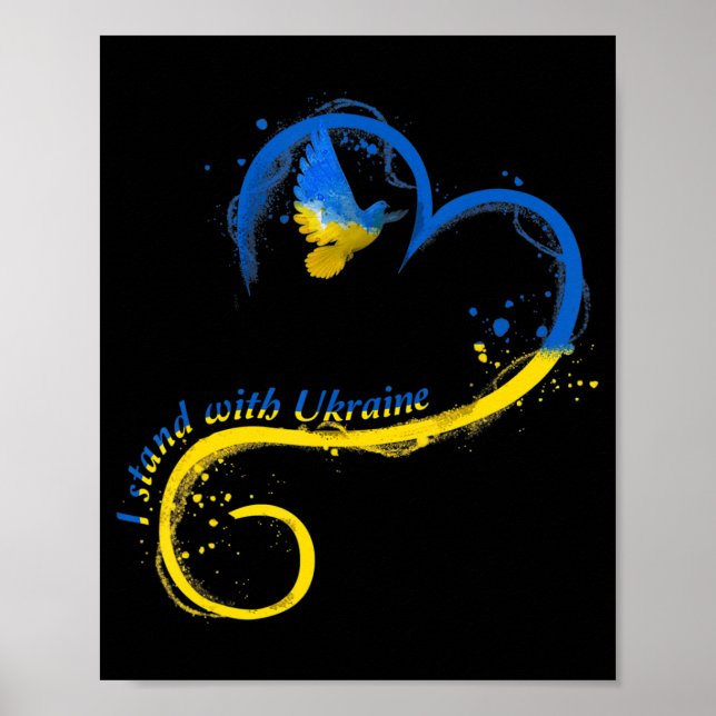 Poster Je suis avec Ukraine Dove Drapeau Paix Free Ukrain (Devant)