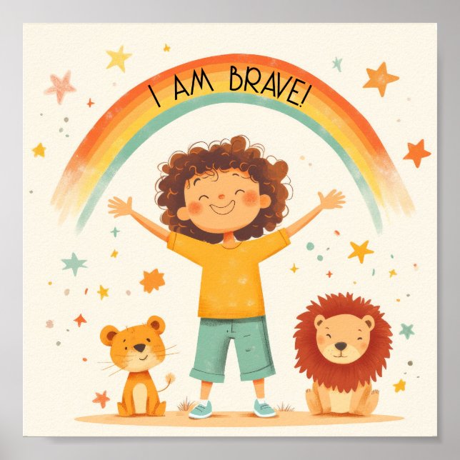 Poster Je Suis Courageux - Affirmation Enfants (Devant)