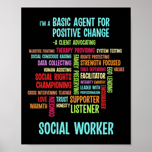 Poster Je Suis Devenu Un Travailleur Social Mot Cloud (Devant)