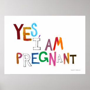 Poster Je suis enceinte amusant coloré mots d'art de gros