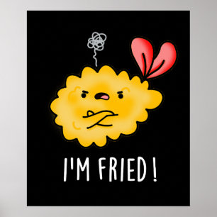 Poster Je suis Fried Funny Tempura Sushi Pun Dark BG