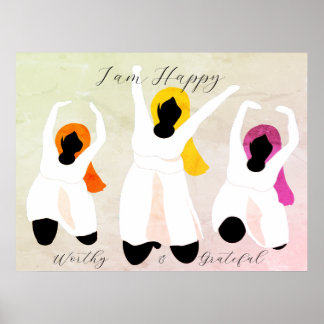 Poster Je suis Heureux, Digne & Reconnaissant Affirmation