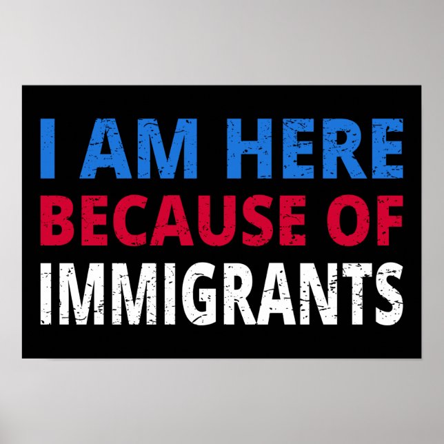 Poster Je Suis Ici À Cause D'Immigrants (Devant)