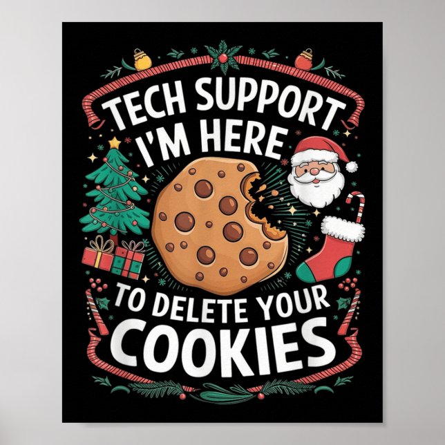 Poster Je suis ici pour supprimer vos cookies - Funny Chr (Devant)