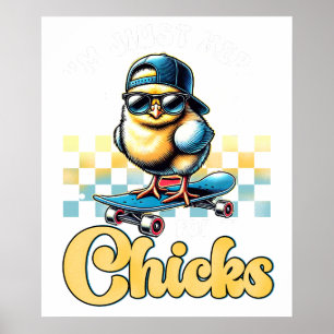 Poster je suis juste là pour les filles, rétro, vintage