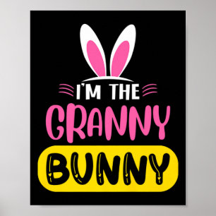 Poster Je Suis La Mamie Lapin Oreilles De Pâques Œuf Drôl