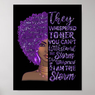 Poster Je suis la tempête forte femme noire violette over