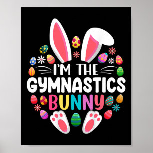 Poster Je suis le lapin de gymnastique de Pâques en famil
