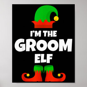 Poster Je suis le marié lutin famille pyjama Noël drôle