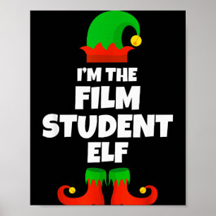 Poster Je suis l'élève en cinéma elfe famille pyjama Noël