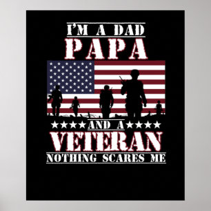 Poster Je suis papa Papa Papa et un vétéran Bonne fête de