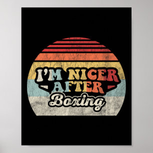 Poster Je suis plus gentil après la boxe Vintage Retro