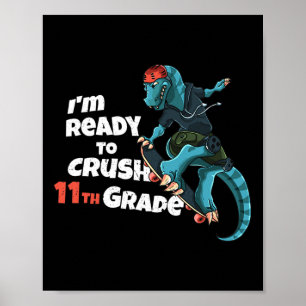 Poster Je suis prêt à écraser le skateboard dinosaure de 