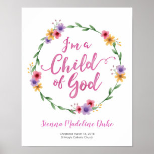 Poster Je suis un enfant de Dieu imprimé Baptême personna