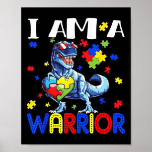 Poster Je Suis Un Guerrier Autisme Garçons Famille Dinosa