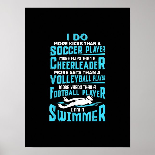 Poster Je Suis Un Swimmer Amusant Piscine Piscine Louveur (Devant)