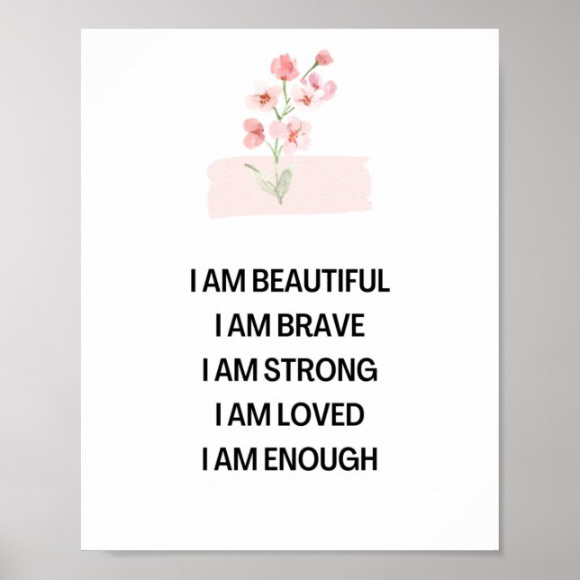 Poster Je suis une belle affirmation positive (Devant)