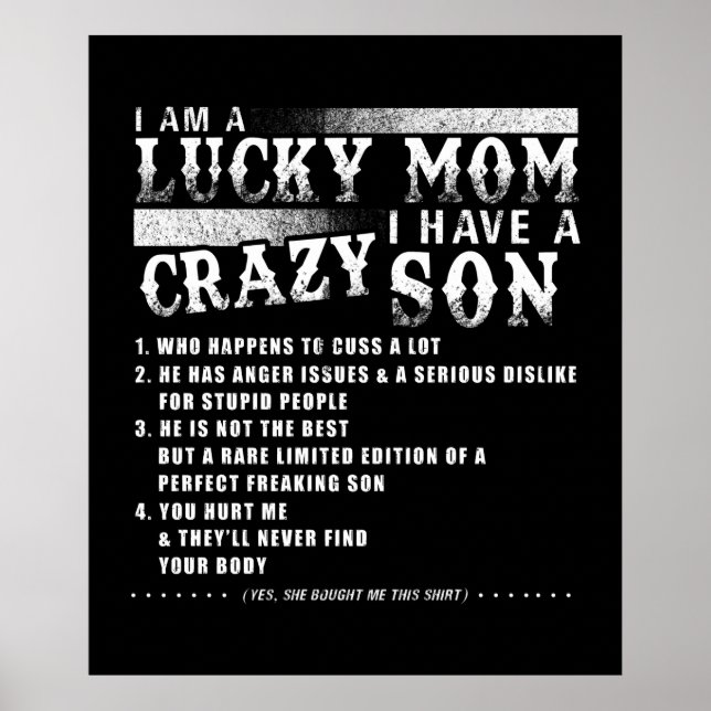 Poster Je Suis Une Chanceuse Maman J'Ai Un Fils Fou (Devant)