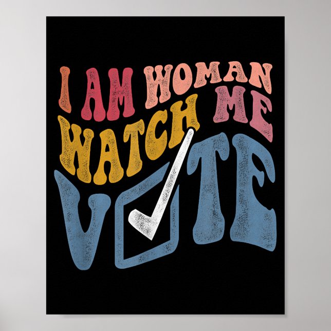 Poster Je Suis Une Femme Me Regarder Vote 2024 Vague Bleu (Devant)