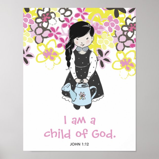 Poster Je suis une fille de Dieu, fille et fleurs (Devant)