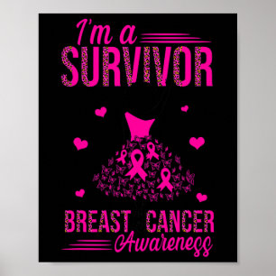 Poster Je suis une survivante rose Ruban femmes cancer du