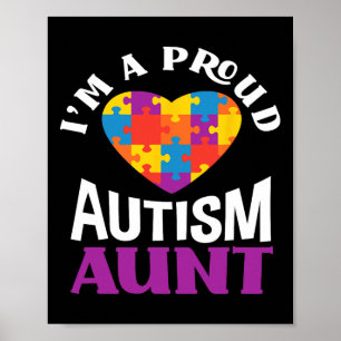 Poster Je suis une tante fière de l'autisme Puzzle Cœur S