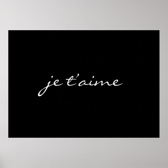 Poster je t’aime I Love You French Chic Black & White (Devant)