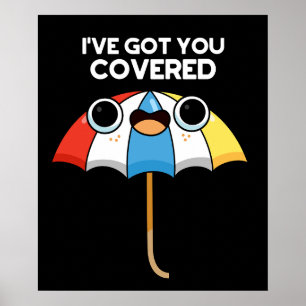 Poster Je t'ai couvert Funny Umbrella Pun Dark BG