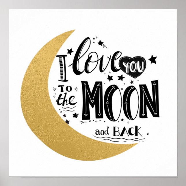 Poster Je t'aime à la Lune et le Bébé du dos (Devant)