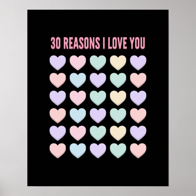 Poster Je t'aime - Cadeau d'anniversaire 30 ans - Cadeaux (Devant)