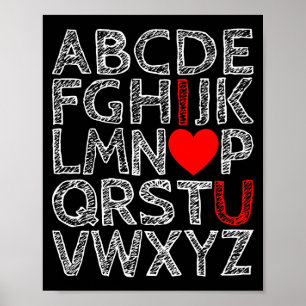 Poster Je t'aime Chalk Alphabets Texturé