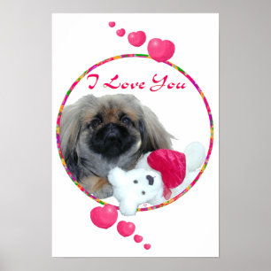 Poster Je t'aime chiot Pékinois
