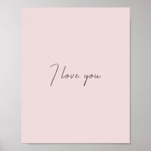 Poster Je T'Aime Citer Mariage Valentines Day Blush Pink