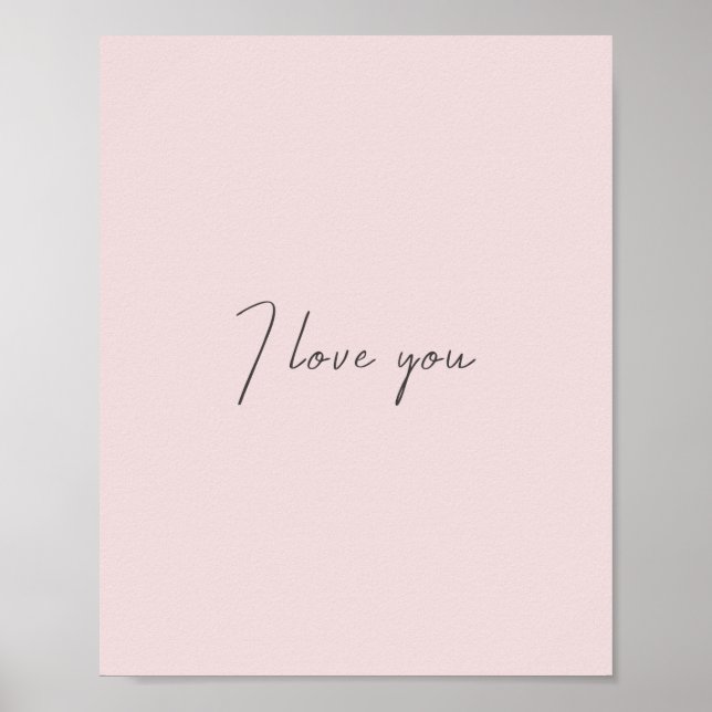 Poster Je T'Aime Citer Mariage Valentines Day Blush Pink (Devant)