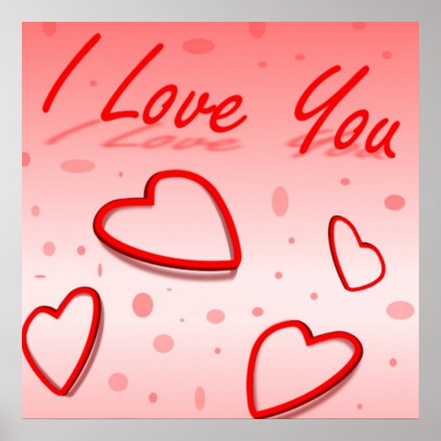 POSTER "JE T'AIME" COEURS (Devant)