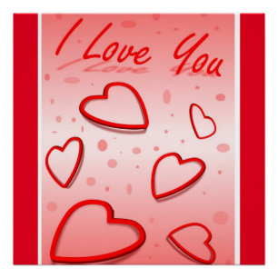 POSTER "JE T'AIME" COEURS DE VALENTINE