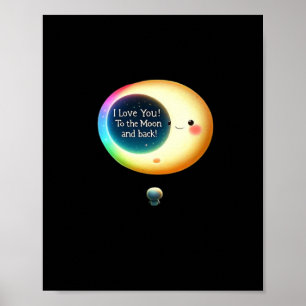 Poster Je t'aime jusqu'à la lune et retour Cadeau romanti