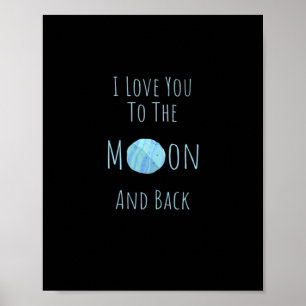 Poster Je t'aime jusqu'à la lune et retour Citation d'amo