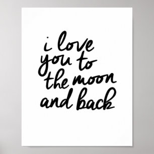 Poster Je t'aime jusqu'à la lune et retour Citation Inspi