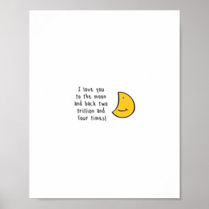Poster Je t'aime jusqu'à la lune et retour Design Minimal