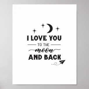 Poster Je t'aime jusqu'à la lune et retour Design Moderne