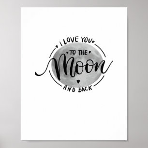 Poster Je t'aime jusqu'à la lune et retour Élégant et sin