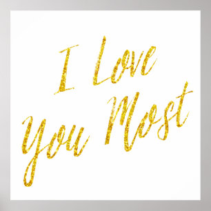 Poster Je t'aime le plus Citer Gold Faux Parties scintill